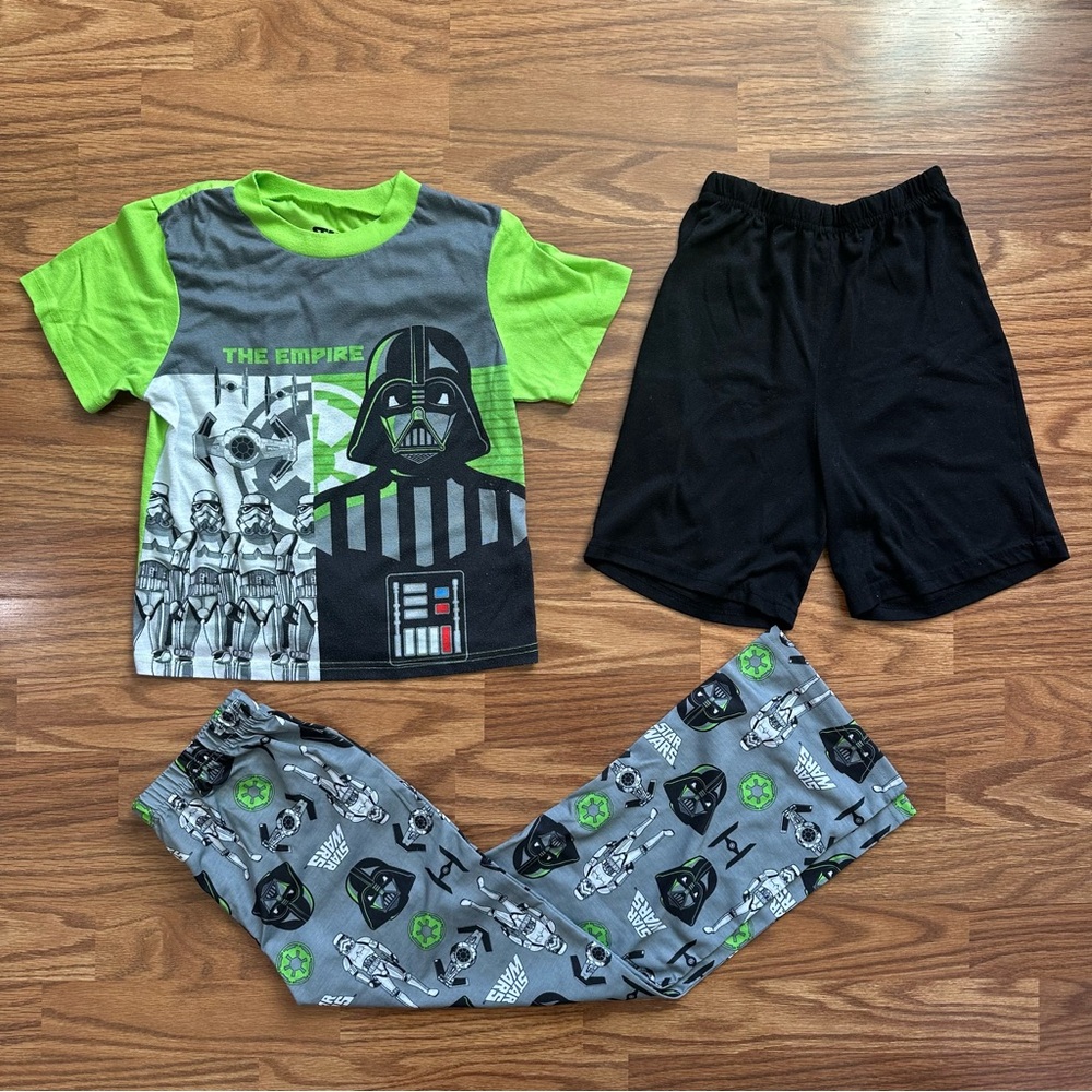 3pc Star Wars Darth Vader Boys Size 8 Short Sleeve Shorts Pants Pajamas GUC!